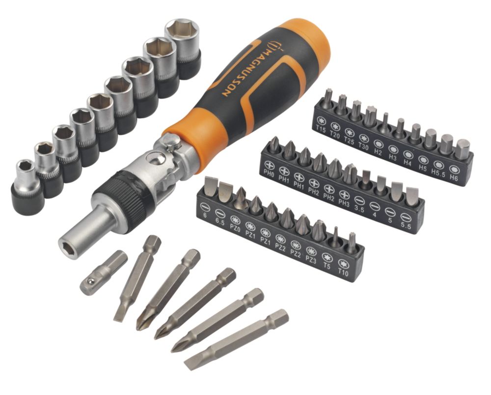  Kit De Tournevis à Cliquet Avec Embouts Magnusson 46 pièces