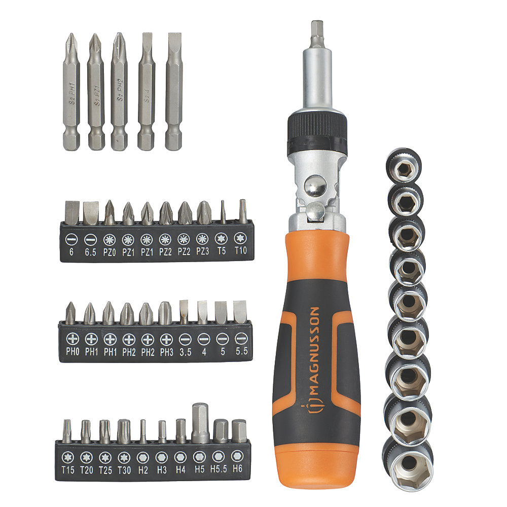  Kit De Tournevis à Cliquet Avec Embouts Magnusson 46 pièces