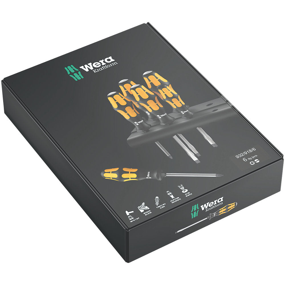  Assortiment De 6 tournevis Burins Kraftform Plus Wera