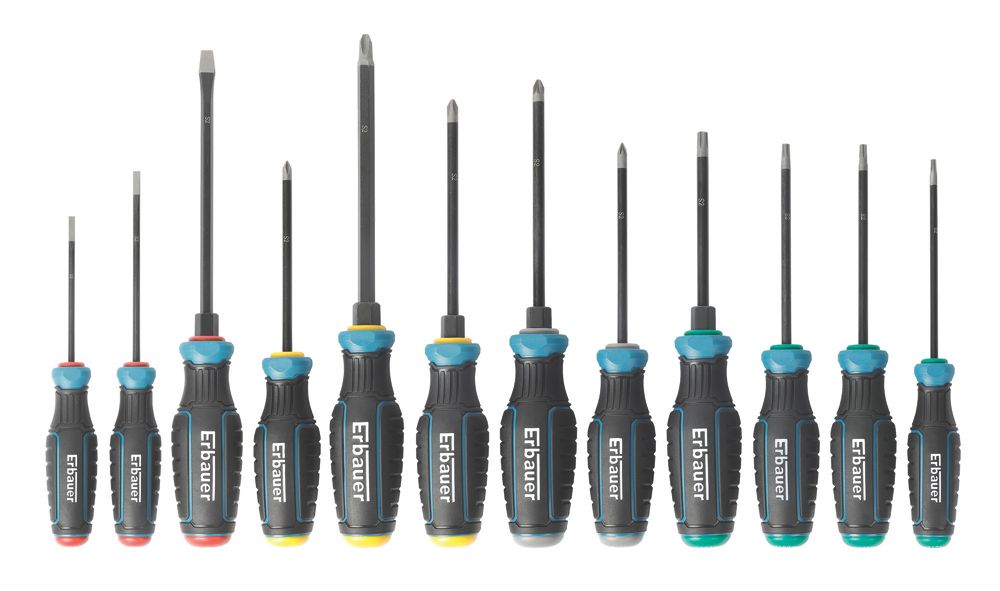  Assortiment De 12 tournevis Erbauer