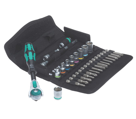  Assortiment De Cliquets 5-en-1, De Douilles Et D'embouts à Entraînement 1/4" Zyklop Wera 28 pièces