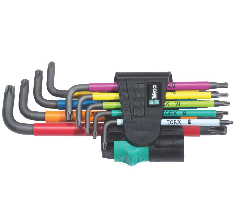  Jeu De 9 clés En L Creuses Multicolores Métriques Et TX Wera