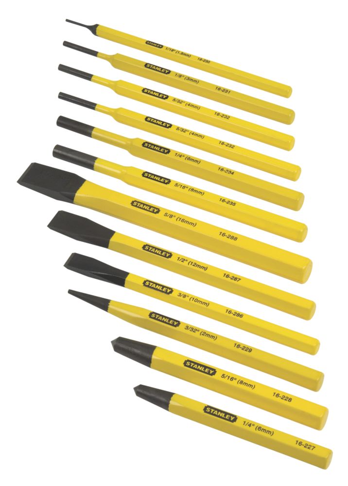  Jeu De 12 poinçons Effilés Et Burins Plats Stanley